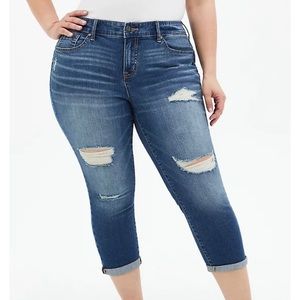 CROP MID RISE SKINNY JEAN - VINTAGE STRETCH ECO MEDIUM WASH- Size 26